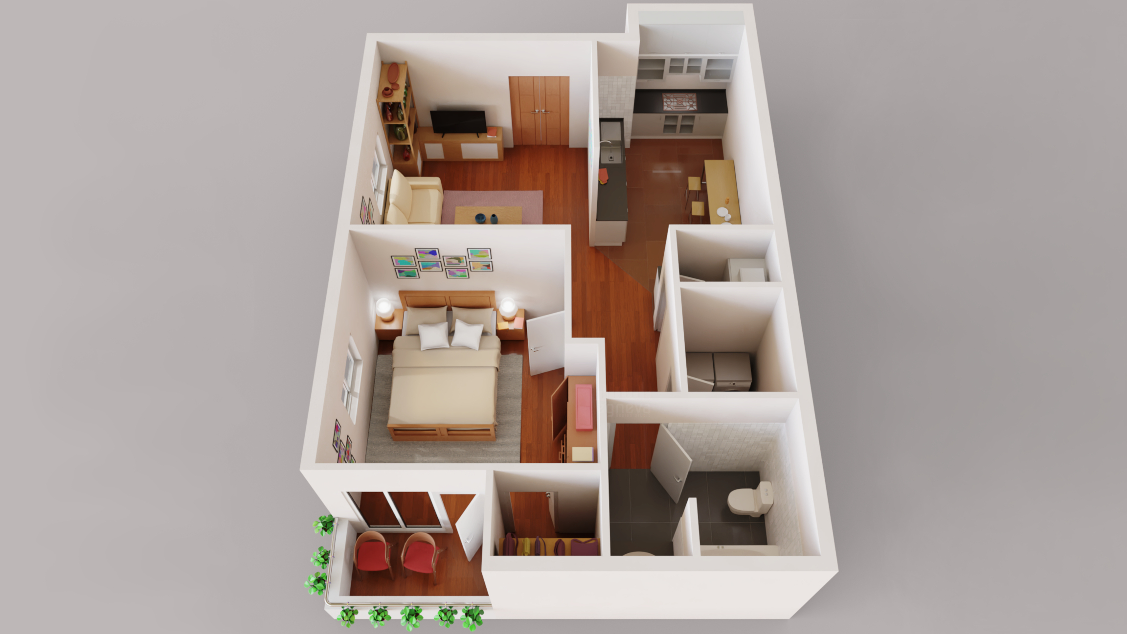 plano 3D de casa moderna